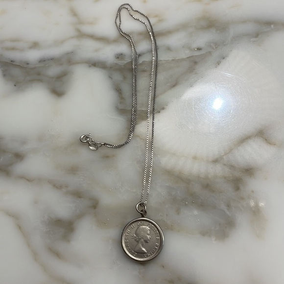 Jewelry - Queen Elizabeth II 1964 Canadian Coin—Sterling Silver Chain/Clasp—Great Cond!!